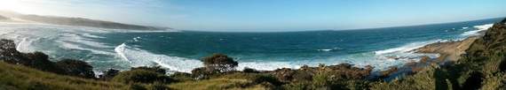 A panorama of the beach looking at the Indian Ocean